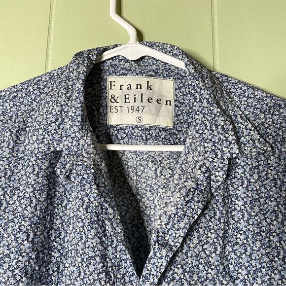 Frank & Eileen Barry Blue White Ditzy Floral Button Down‎ Collared Shirt Small - Picture 4 of 6